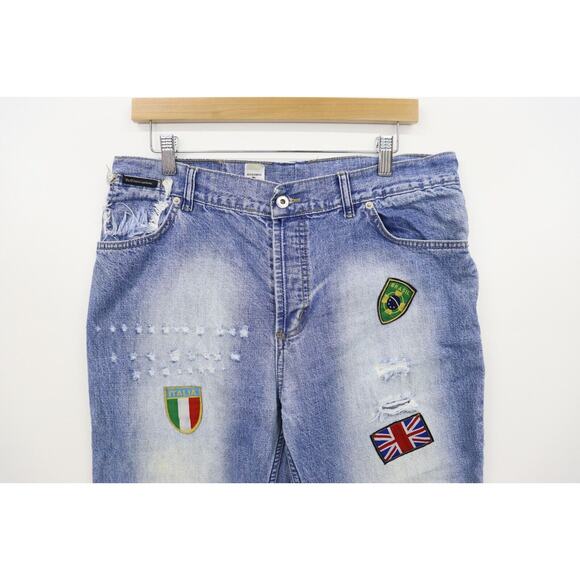 Dolce and Gabbana Jeans Men Distressed Blue Flags Size 36 W34 L 28.5 Soccer? - Picture 3 of 16